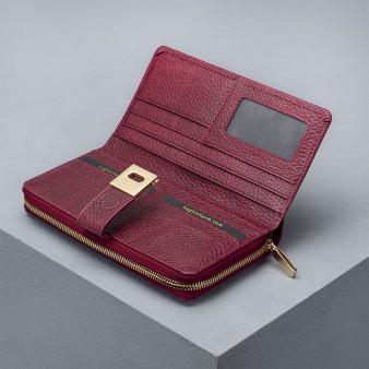 کیف پول زنانه چرم زرشکی