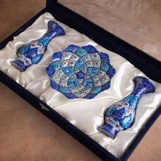 ست میناکاری گلدان و بشقاب — نمای ۱