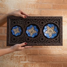 قاب سه بشقاب مینا کاری مشبک — نمای ۱
