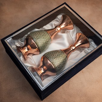 گلدان جفتی مس و خاتم 25