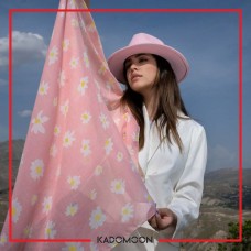 شال بابونه صورتی نخی — نمای ۱
